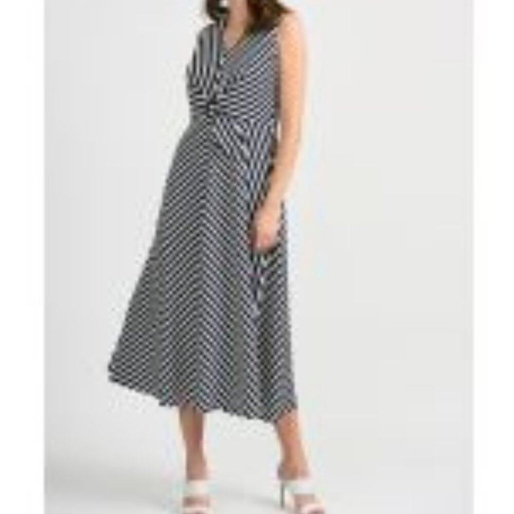 Joseph Ribkoff NEW Sleeveless Midi Dress Striped School Luncheon Cruise Size 6
